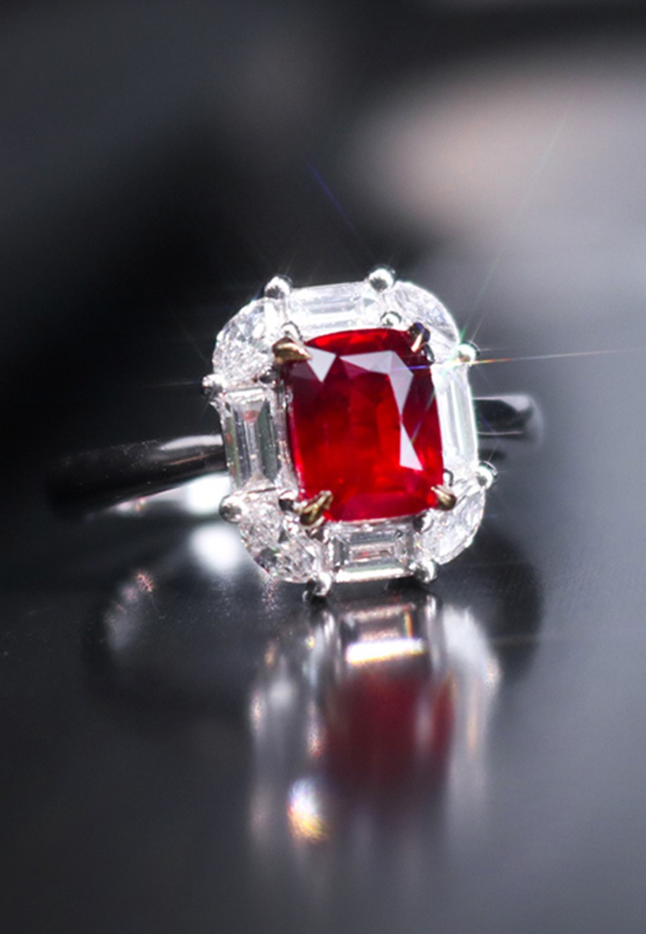 天然无烧鸽血红宝石戒指THR1338