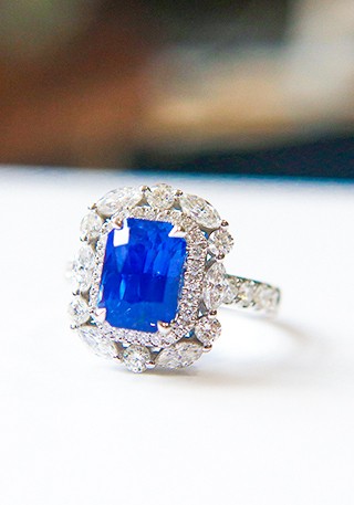 天然无烧矢车菊蓝宝石戒指L918