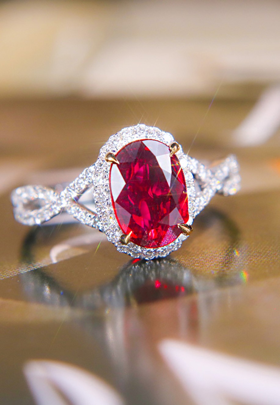 天然无烧鸽血红宝石戒指THR1248