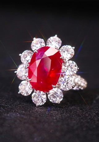 天然无烧缅甸抹谷鸽血红宝石戒指THR1129